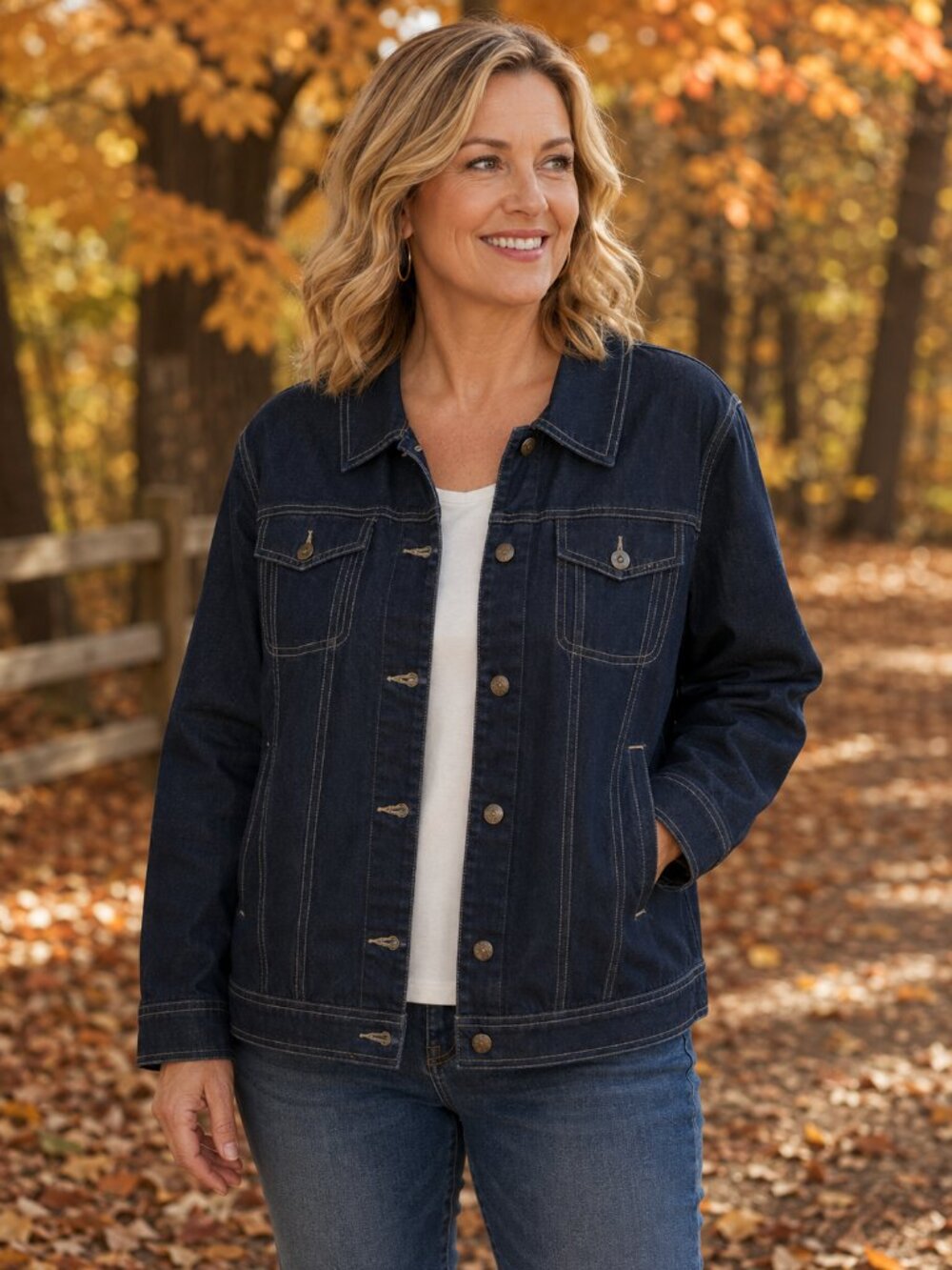 Crossing Pointe Women's Demin Jean Jacket Star Metal Dark Blue Western 2XL NWT